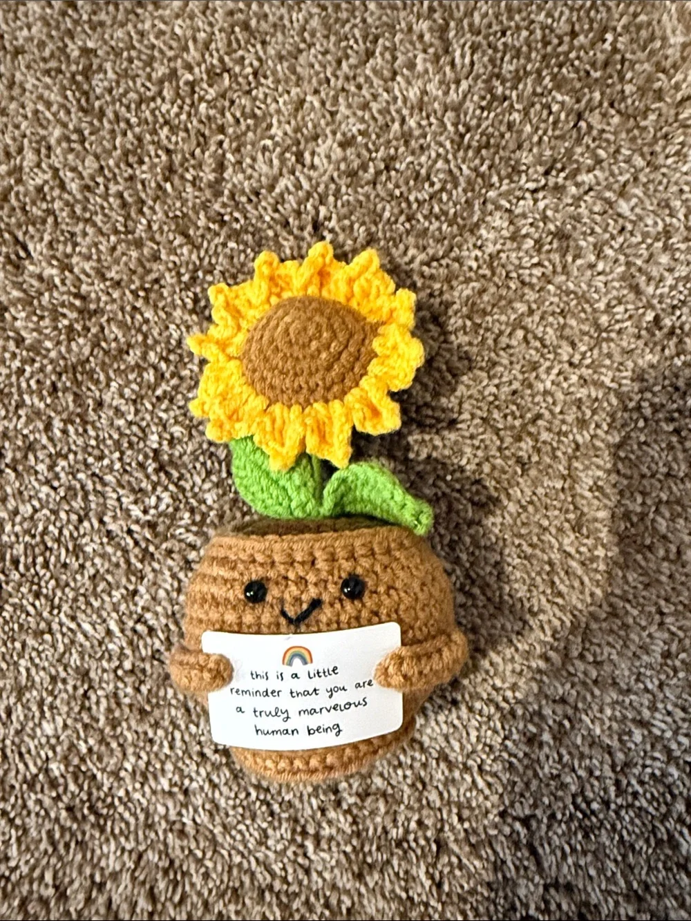 Handmade Yellow Sunflower and Pink Flower Crochet Pot Set
